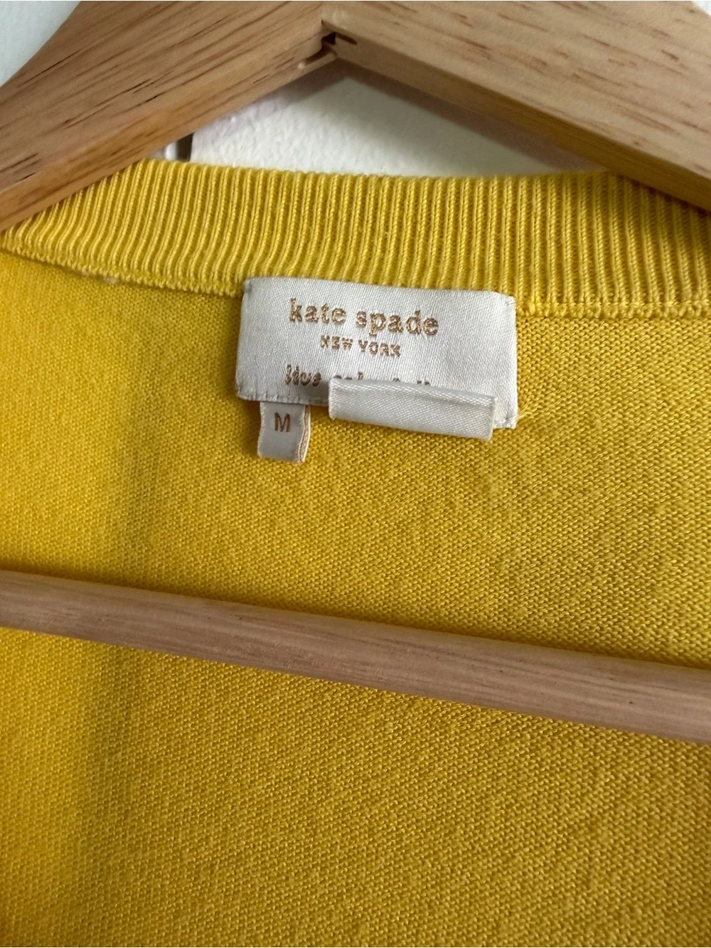 kate spade ♠️ Sunshine ☀️ Yellow Jeweled Front-Button Cardigan Sweater Beautiful